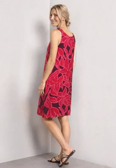 Street One Knielanges Kleid mit gerafften Trägern Kleid salsa red (Damen)