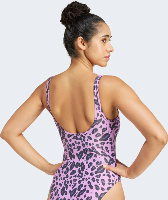 adidas Essentials Animal Print U-Back Badeanzug preloved purple/white (Damen)