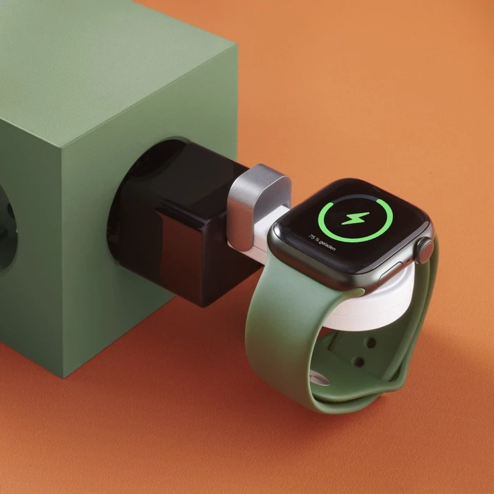 Hama Apple Watch Ladegerät für kabelloses Laden USB-C-Ladestation magnetisch weiß