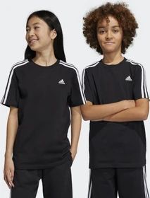 adidas Essentials 3-Streifen Cotton T-Shirt kurzarm schwarz/weiß (Junior)