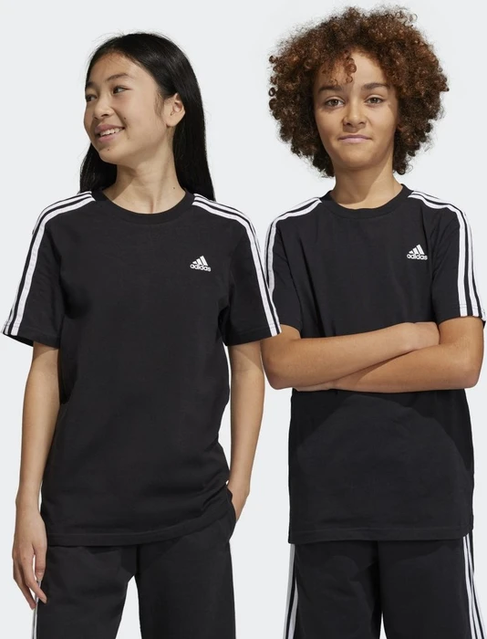 adidas Essentials 3-Streifen Cotton T-Shirt kurzarm schwarz/weiß (Junior)