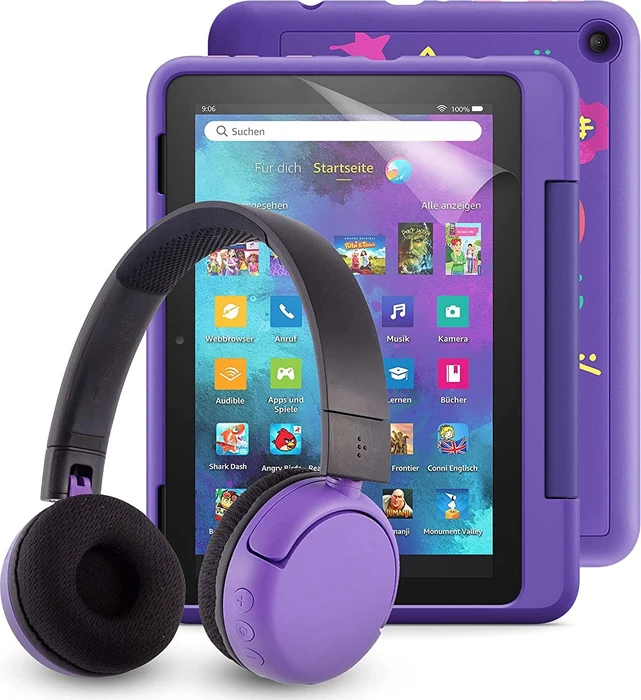 Amazon Fire HD 8 KFONWI 2020, ohne Werbung, Graffiti, 32GB, Kids Pro Edition, inkl. BuddyPhones PopTime Headset und Displayschutzfolie