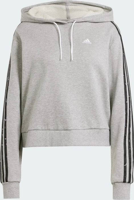 adidas Essentials 3-Streifen Animal Print Relaxed Hoodie medium grey heather/grey (Damen)
