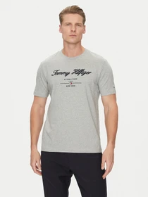 Tommy Hilfiger Logo-Stickerei T-Shirt kurzarm light grey heather (Herren)