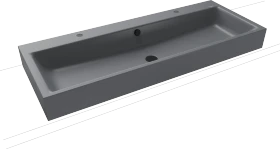 Kaldewei Puro Aufsatz-Doppelwaschtisch 120x46cm mit Überlauf, 2x1 Hahnlochbohrung, Perl-Effekt, cool grey 70