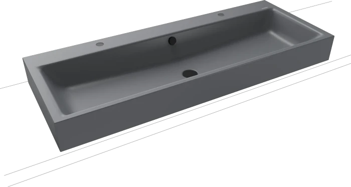 Kaldewei Puro Aufsatz-Doppelwaschtisch 120x46cm mit Überlauf, 2x1 Hahnlochbohrung, Perl-Effekt, cool grey 70