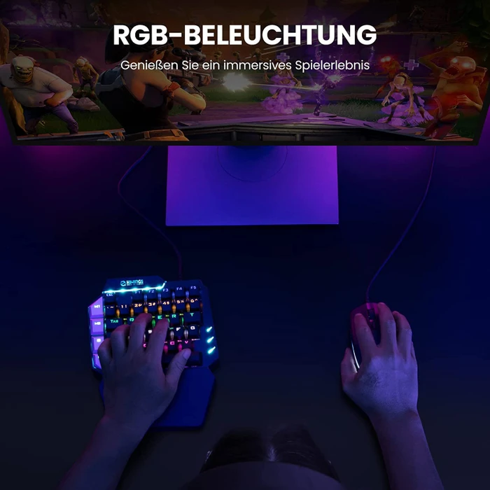Hiwings HI300 RGB One Handed Mechanical Gaming Keyboard, schwarz, Gaote Outemu BLUE, USB-A