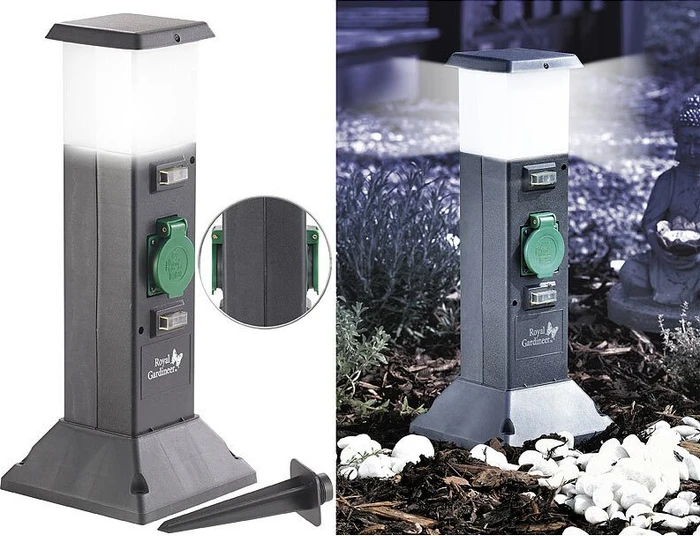 Royal Gardineer NX-7335 Gartensteckdose mit Säule, 1-fach