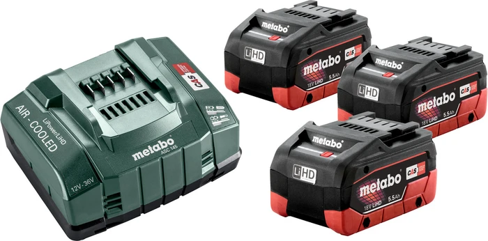 Metabo Starterset 18V, 5.5Ah, Li-Ionen/LiHD, 3 Akkus [16.5Ah] [297Wh]