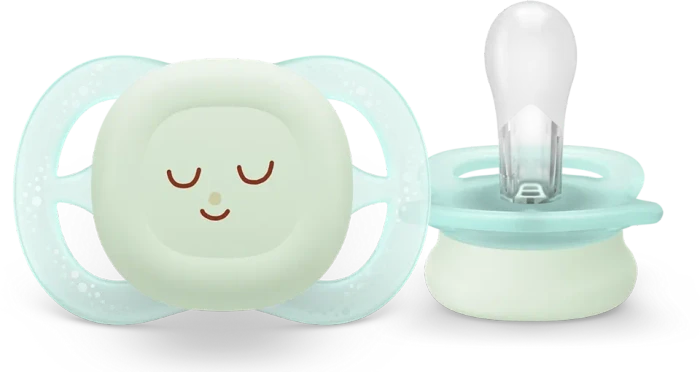 Philips Avent SCF075/08 ultra start Nighttime Beruhigungsschnuller, 0-2M, Silikon, blau/grün, 2 Stück