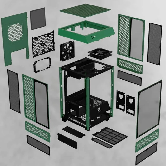 Thermaltake The Tower 100 Racing Green, grün, Glasfenster, Mini-ITX