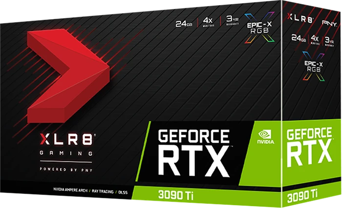 PNY GeForce RTX 3090 Ti XLR8 Gaming Uprising Epic-X RGB Triple Fan, 24GB GDDR6X, HDMI, 3x DP