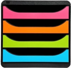 Exacompta Big Box Schubladenbox, 4 Schubladen, Regenbogen