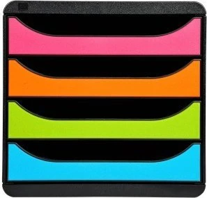 Exacompta Big Box Schubladenbox, 4 Schubladen, Regenbogen