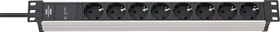 Brennenstuhl Alu-Line 19", 1HE, 8-fach, 230V, schwarz/silber, 2m