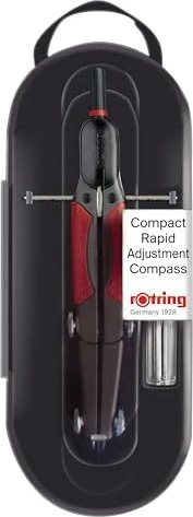rOtring Compact Schnellverstellzirkel, silber/schwarz, Klarsichtetui