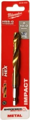 Milwaukee Red Hex Shockwave HSS-G TiN Metallbohrer, 10x76x120mm, 1 Stück