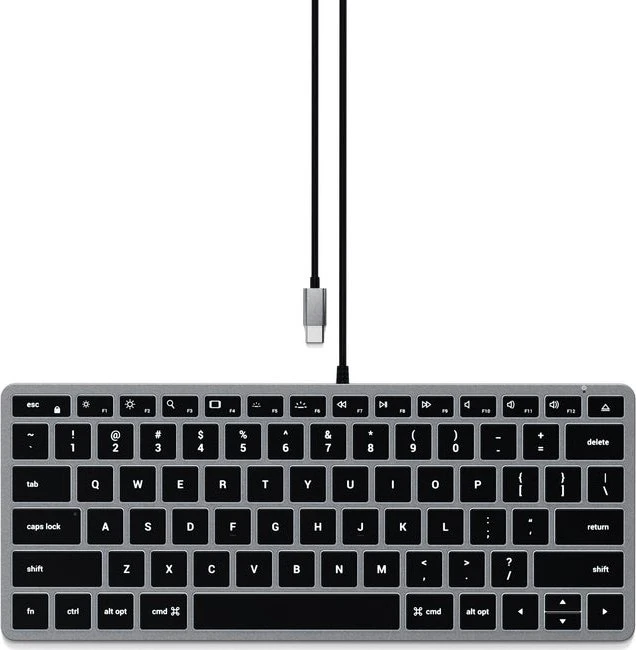 Satechi Slim W1 Wired Backlit Keyboard, -C, schwarz/grau, USB, US