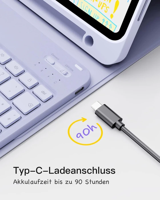 Inateck Tastatur Hülle für iPad Air 6 11"/iPad Air 5/iPad 10/iPad Pro 11", violett, DE