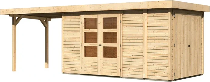 Karibu Retola 5 Gartenhaus inkl. Anbau 2.8m natur