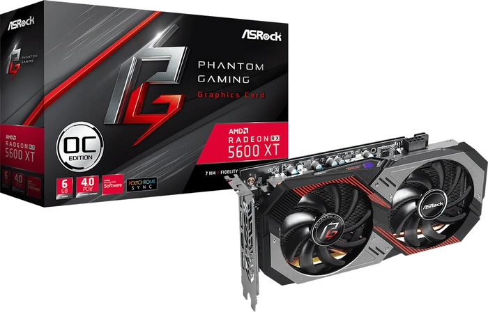 ASRock Radeon RX 5600 XT Phantom Gaming D2 6G OC, RX5600XT PGD2 6GO, 6GB GDDR6, HDMI, 3x DP