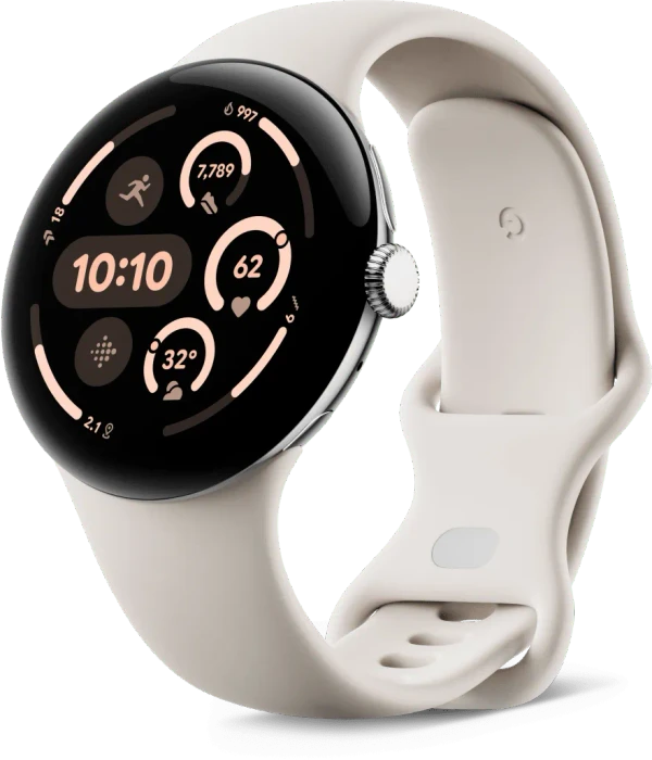 Google Pixel Watch 3 (LTE) 45mm Polished Silver mit Sportarmband Porcelain