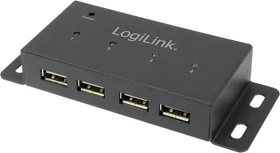 LogiLink Wallmount USB-Hub, 4x USB-A 2.0, USB 2.0 Mini-B [Buchse] (UA0141A)