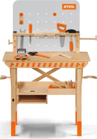 Stihl Kinderwerkbank Holz mit Holzspielzeug