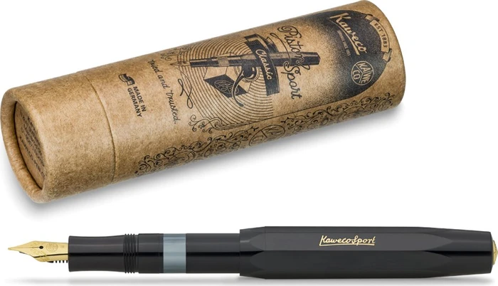 Kaweco Piston Sport Classic black/gold, rechte Hand, extra fein