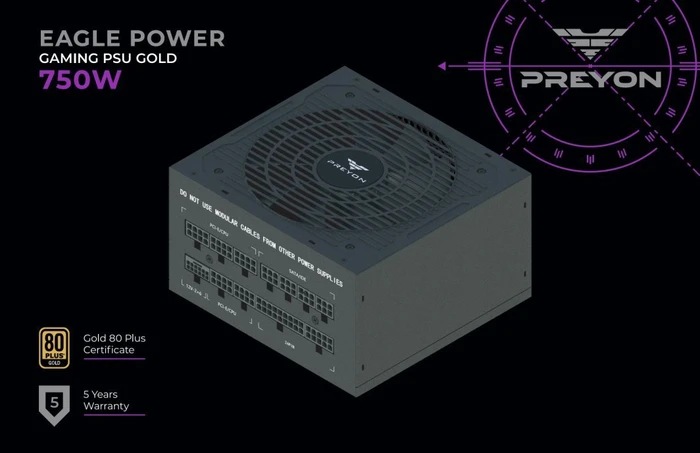 Preyon Eagle Power Gold schwarz 750W, ATX 3.1