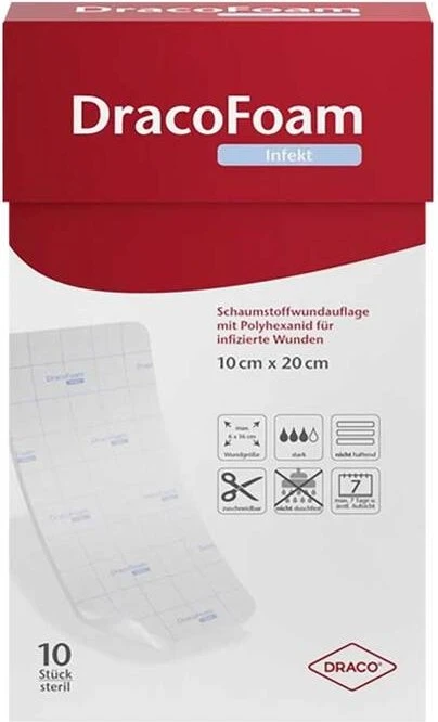 Dr. Ausbüttel DracoFoam Infekt Schaumstoff Wundauflage, 10 x 20cm, 10 Stück
