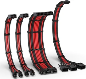 EZDIY-FAB 12VHPWR Cable Kit, 1x 24-Pin, 2x 4/8-Pin ATX, 1x 12VHPWR/3x 8-Pin PCIe, 16AWG, schwarz/rot