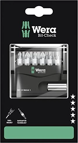 Wera Bit-Check 12 Metal 1 SB Bitset inkl. Werkzeugbox, 12-tlg.