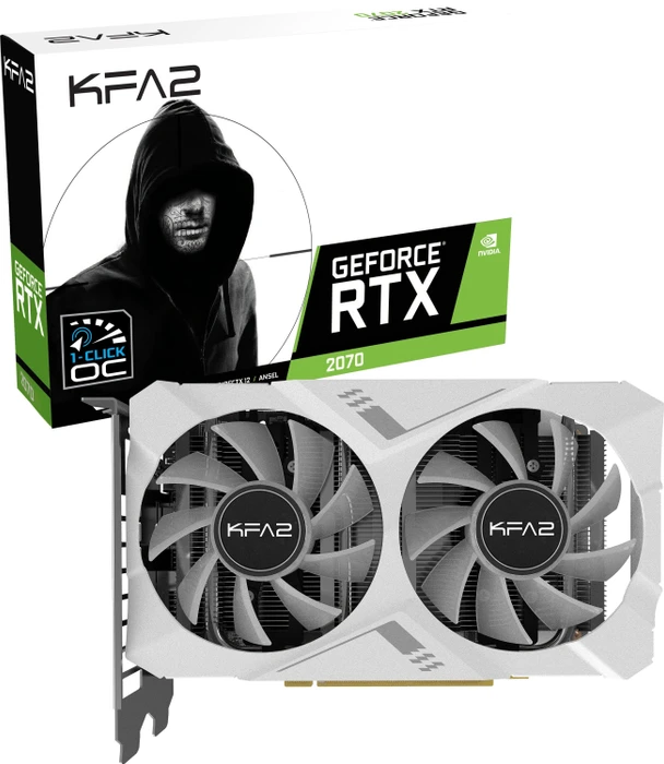 KFA2 GeForce RTX 2070 White Mini (1-Click OC), 8GB GDDR6, DVI, HDMI, DP