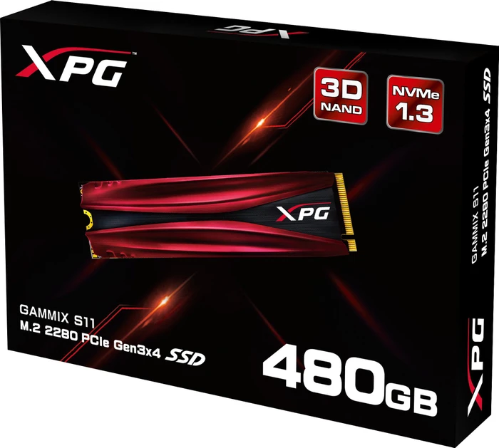 ADATA XPG Gammix S11 480GB, M.2 2280 / M-Key / PCIe 3.0 x4, Kühlkörper