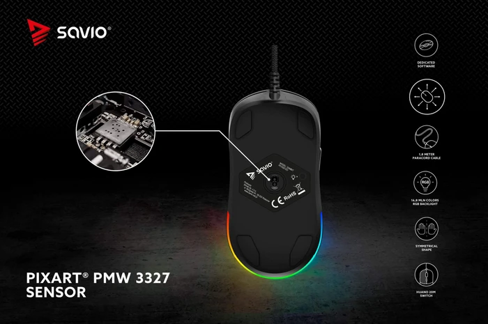 Savio Gambit RGB Gaming Mouse schwarz, USB