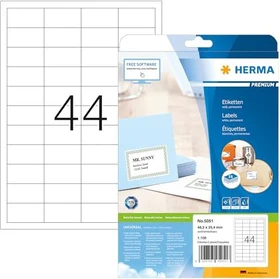 Herma Etiketten Premium, 48.3x25.4mm, weiß, matt, 25 Blatt (1100 Etiketten)