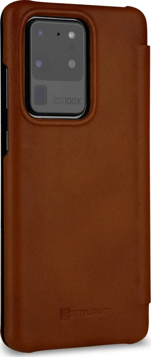 Stilgut Book Type Leather Case für Samsung Galaxy S20 Ultra braun