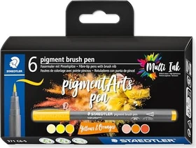 Staedtler pigment brush pen 371 yellows & oranges sortiert, 6er-Set