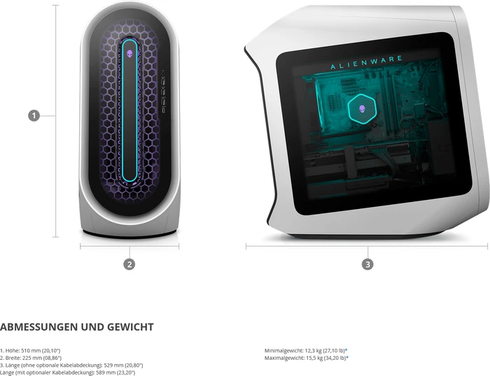 Dell Alienware Aurora R13, Lunar Light, Core i7-12700KF, 16GB RAM, 1TB SSD, GeForce RTX 3080