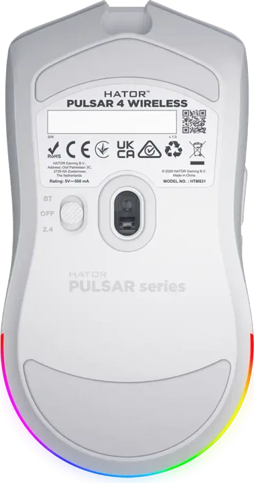 Hator Pulsar 4 Wireless Gaming Mouse weiß, USB/Bluetooth