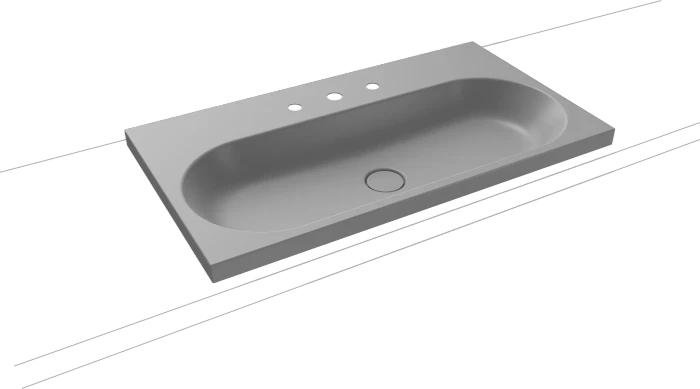 Kaldewei Centro 3056 Aufsatzwaschtisch 90x50x4cm, Perl-Effekt, cool grey 30