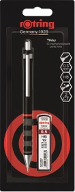 rOtring Tikky Druckbleistift HB 0.5mm graphit, schwarz, Blister, Radierer, 12 Minen