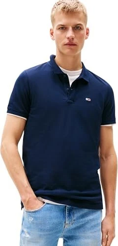 Tommy Hilfiger Tommy Flag Slim Fit Piqué Poloshirt kurzarm dark blue (Herren)