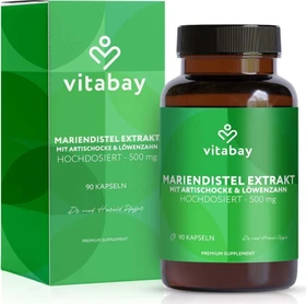 Vitabay Mariendistel mit Artischocke und Löwenzahn Kapseln, 90 Stück