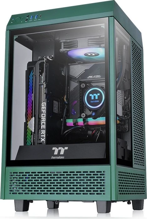 Thermaltake The Tower 100 Racing Green, grün, Glasfenster, Mini-ITX