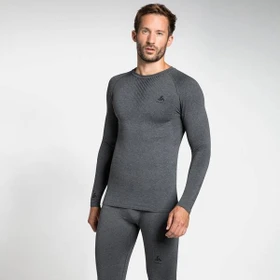 Odlo Performance Warm Funktionsshirt langarm grey melange/black (Herren)
