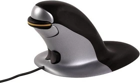 Fellowes Penguin beidhändige vertikale Maus, kabelgebunden, Größe S, schwarz/silber, USB (9894801)