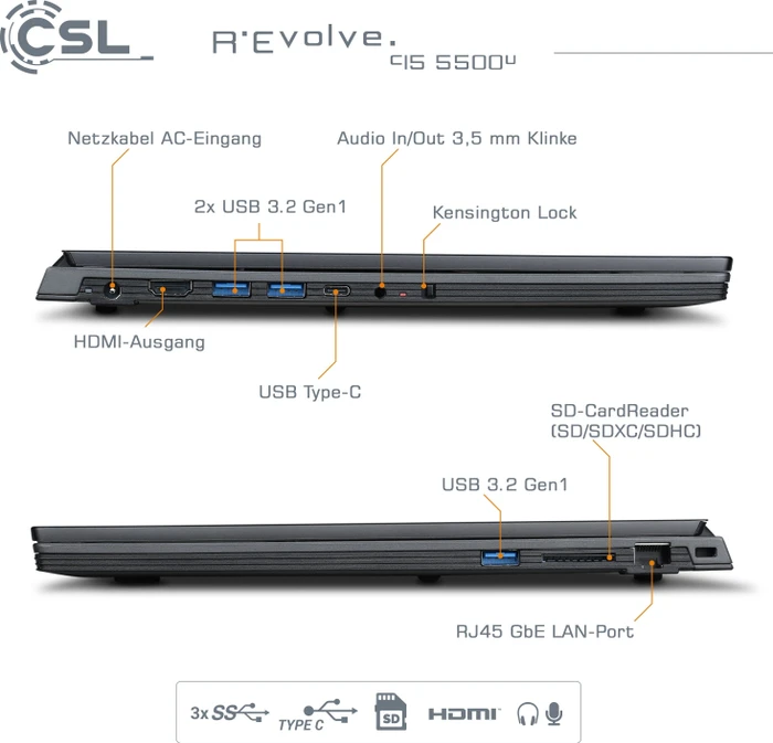 CSL-Computer R'Evolve C15, Ryzen 5 5500U, 16GB RAM, 1TB SSD, DE