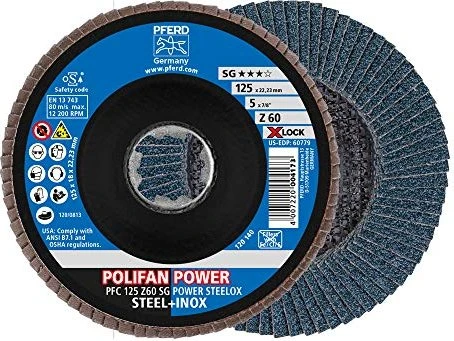 Pferd PFC 125 Z 60 SG POWER STEELOX/X-LOCK Fächerschleifscheibe K60, 125mm, 10 Stück